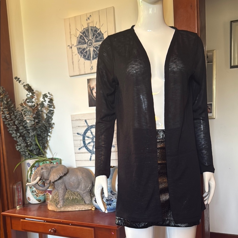 NWT northern reflections size small Black Open Front Cardigan sheer